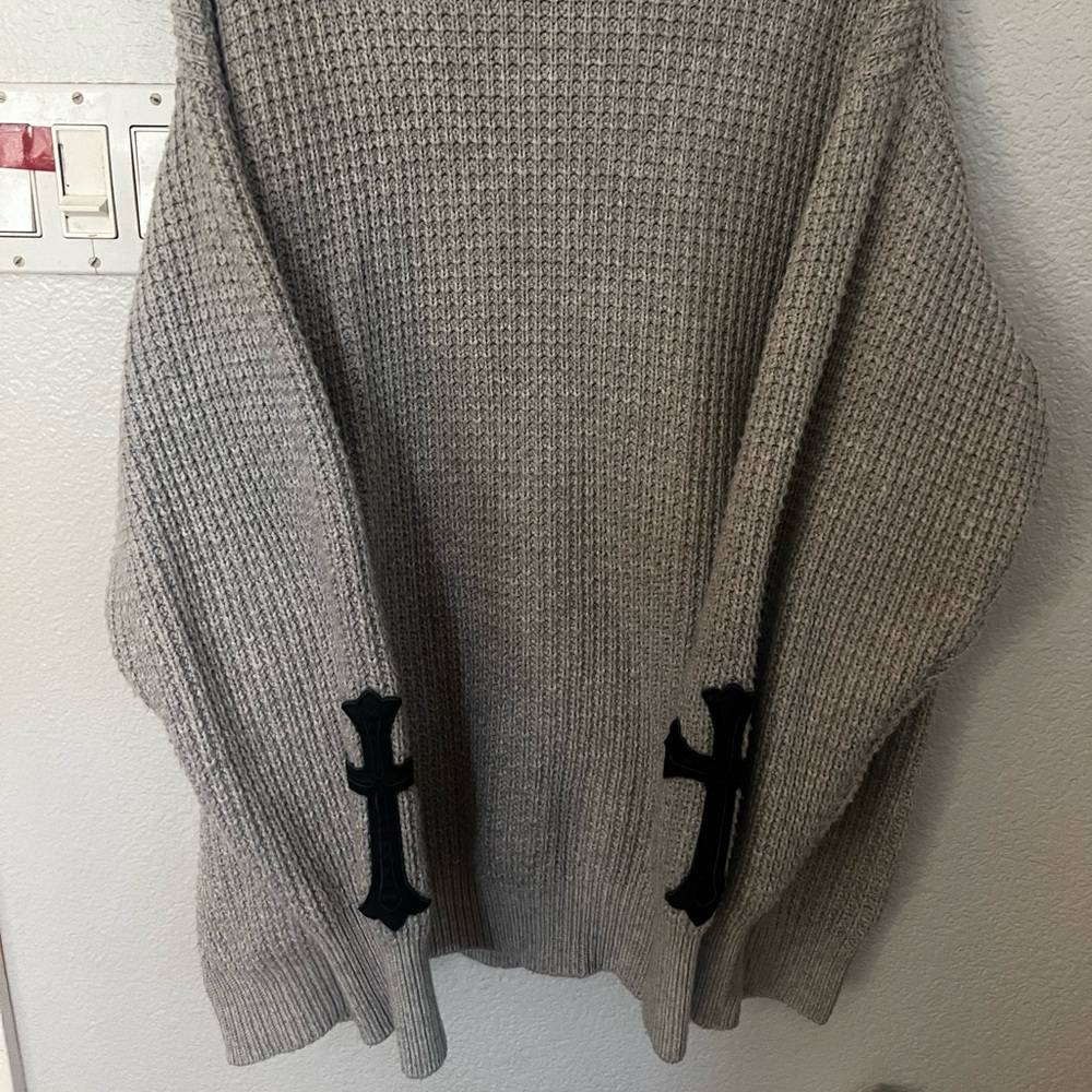 Chrome Hearts Leather Cross Patch Cashmere Sweater 
Authentic
Size L men